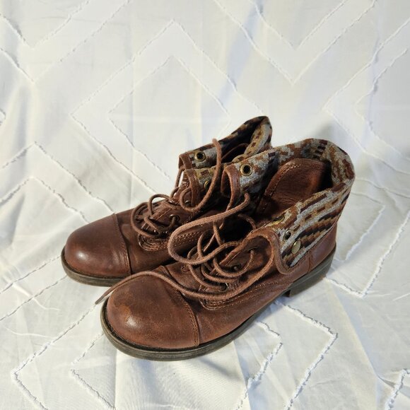 Natural Reflections Brown Fold Top Ankle Boots 6M - Picture 1 of 7